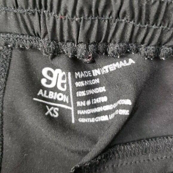 Albion Bow Belt Ankle Pant Womens XS Black Paper Bag Waist Pull On Nylon Stretch - Picture 10 of 13